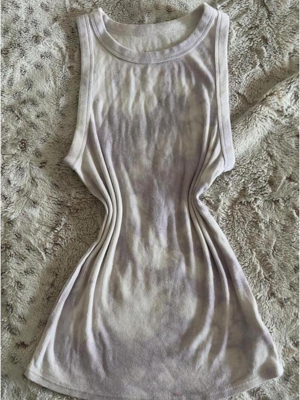a new day white & lavender tie-dye tank top